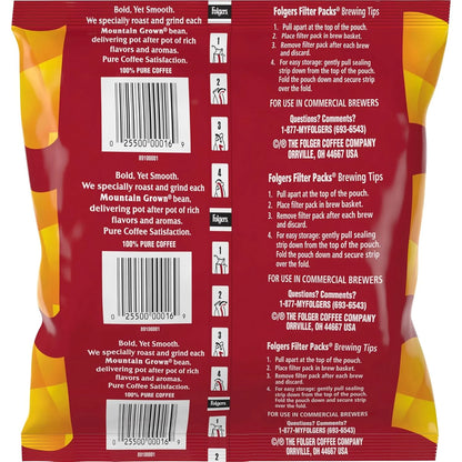 Folgers Black Silk Dark Roast Ground Coffee, 40-1.4 Ounce Filter Packs (Pack of 2)