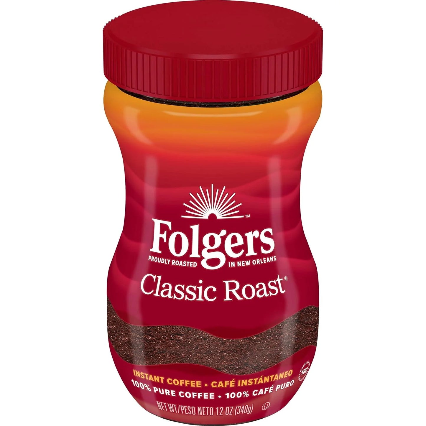 Folgers Classic Roast Instant Coffee, 12 Oz. Jar