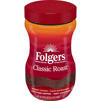 Folgers Classic Roast Instant Coffee, 12 Oz. Jar