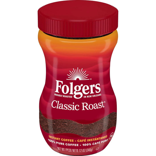 Folgers Classic Roast Instant Coffee, 12 Oz. Jar
