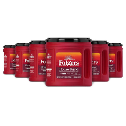 Folgers House Blend Ground Coffee, Medium Roast, 6 (25.9 Oz.) Canisters