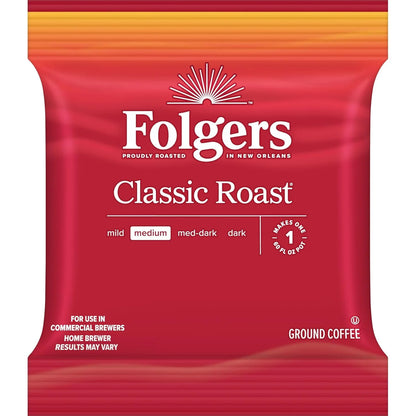 Folgers Classic Roast Medium Roast Ground Coffee, 42-1.5 Ounce Fraction Packets, frac Packs