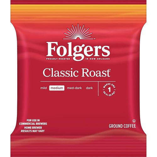 Folgers Classic Roast Medium Roast Ground Coffee, 42-1.5 Ounce Fraction Packets, frac Packs