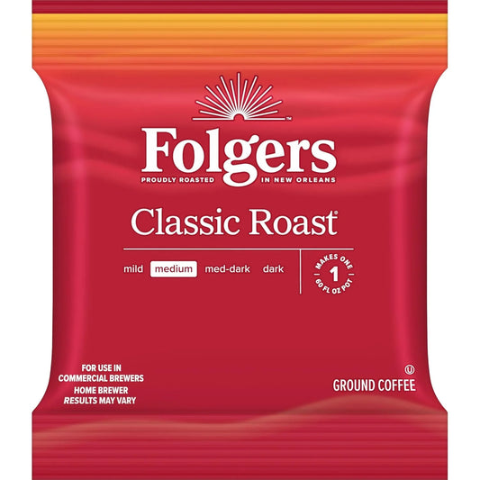 Folgers Classic Roast Medium Roast Ground Coffee, 42-1.5 Ounce Fraction Packets, frac Packs