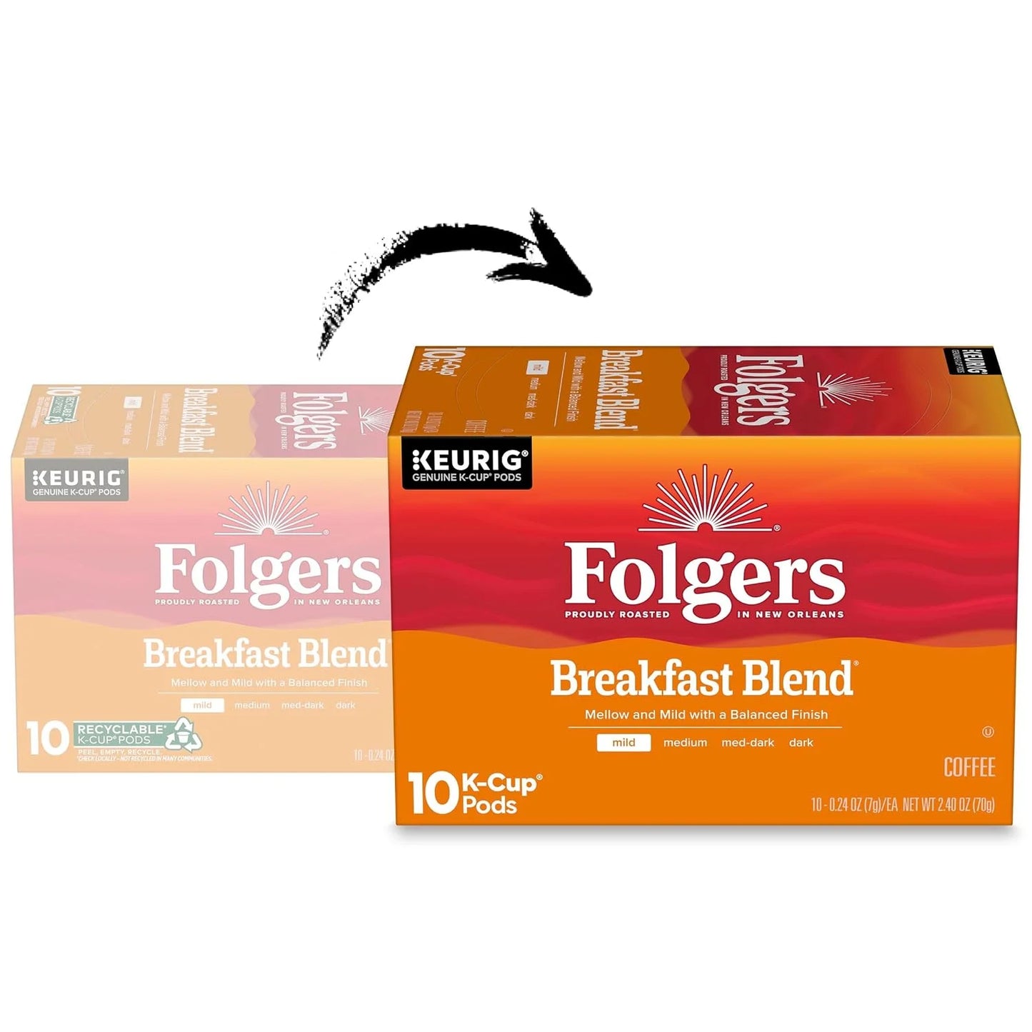 Folgers Breakfast Blend Coffee, Mild Roast, Keurig K-Cup Pods, 60 Count