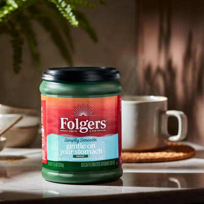 Folgers Simply Smooth Decaf Ground Coffee, 11.5 Oz. Canister