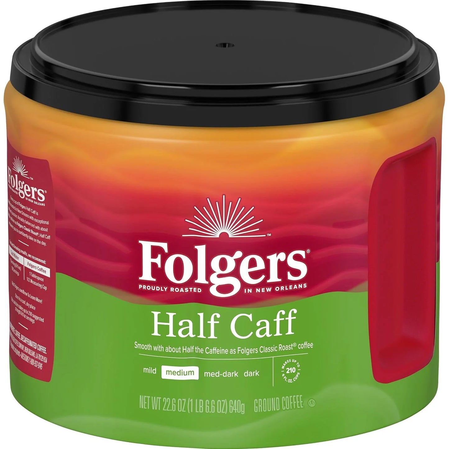 Folgers Half Caff Medium Roast Coffee, 22.6 Oz. Canister