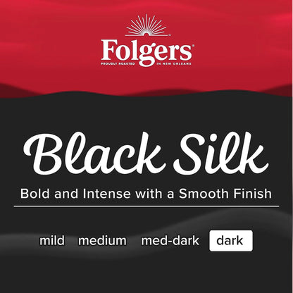 Folgers Black Silk Ground Coffee, Dark Roast, 22.6 Oz. Canister (Pack of 6)