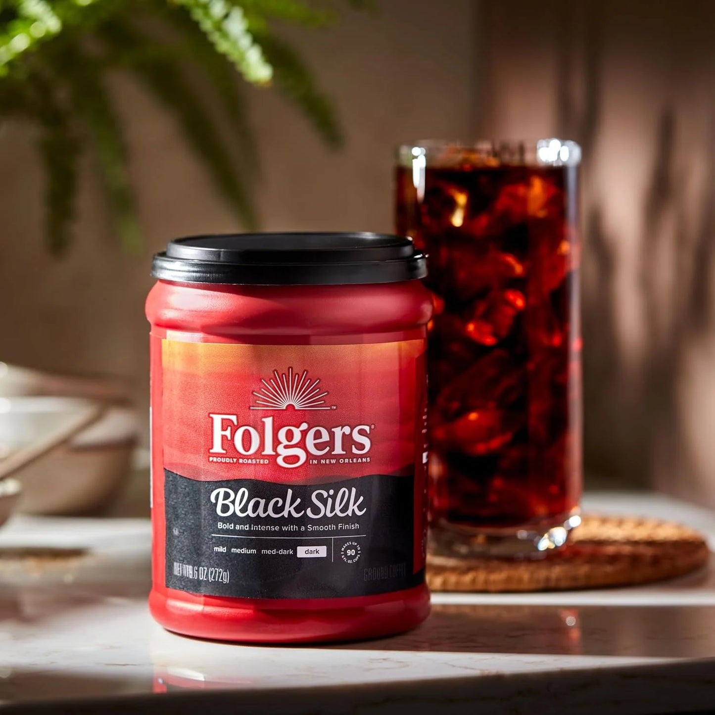 Folgers Black Silk Dark Roast Coffee, 9.6 Ounces (Pack of 6)