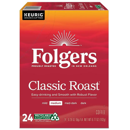 Folgers® Single-Serve Coffee K-Cup®, Classic Roast, Carton Of 96, 4 x 24 Per Box
