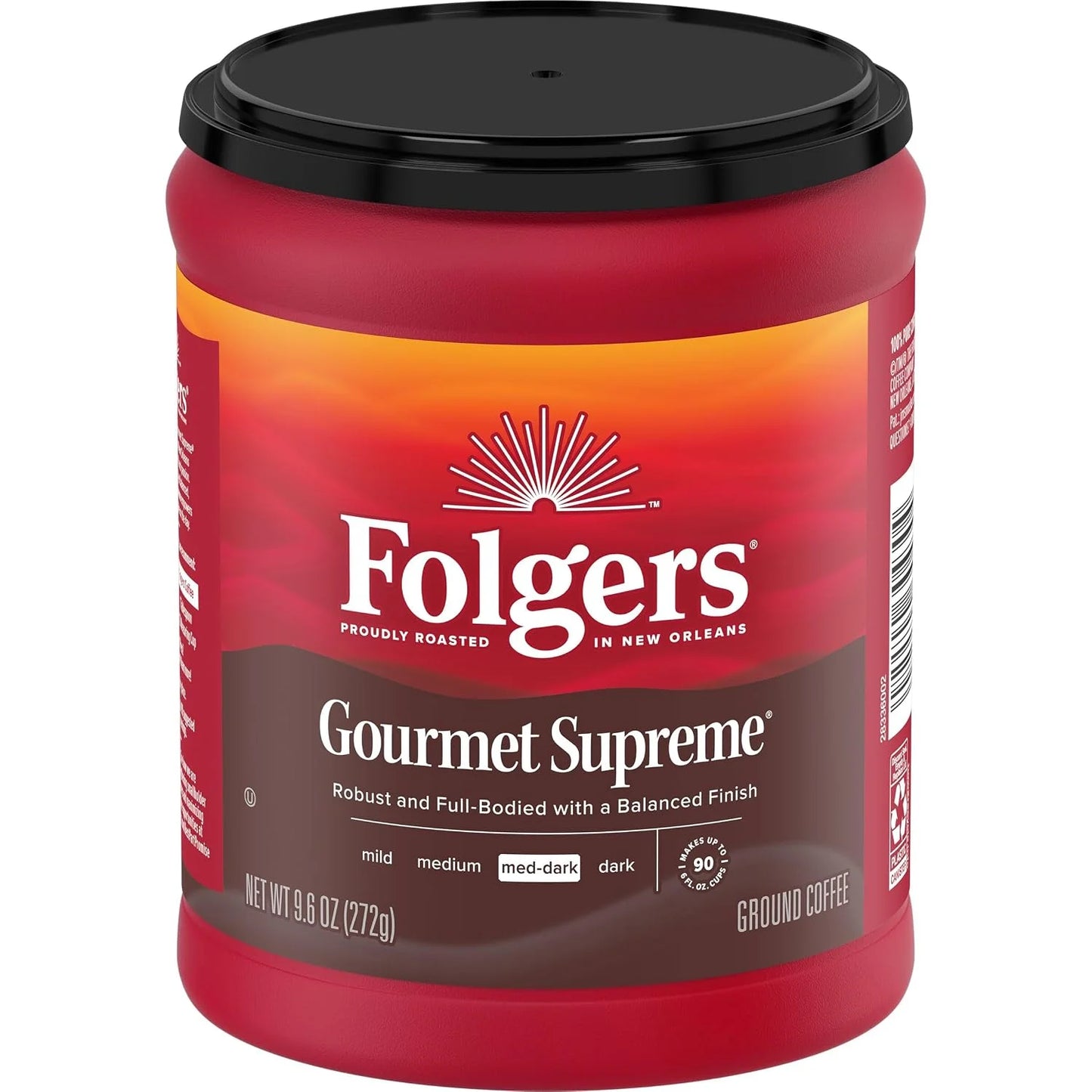 Folgers Gourmet Supreme Ground Coffee, Medium-Dark, 6 (9.6 Oz.) Canisters