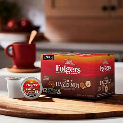 Folgers Toasty Hazelnut Flavored Coffee, 72 Keurig K-Cup Pods