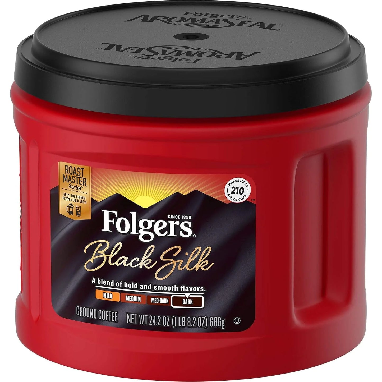 Folgers Black Silk Dark Roast Ground Coffee, 24.2 Ounces