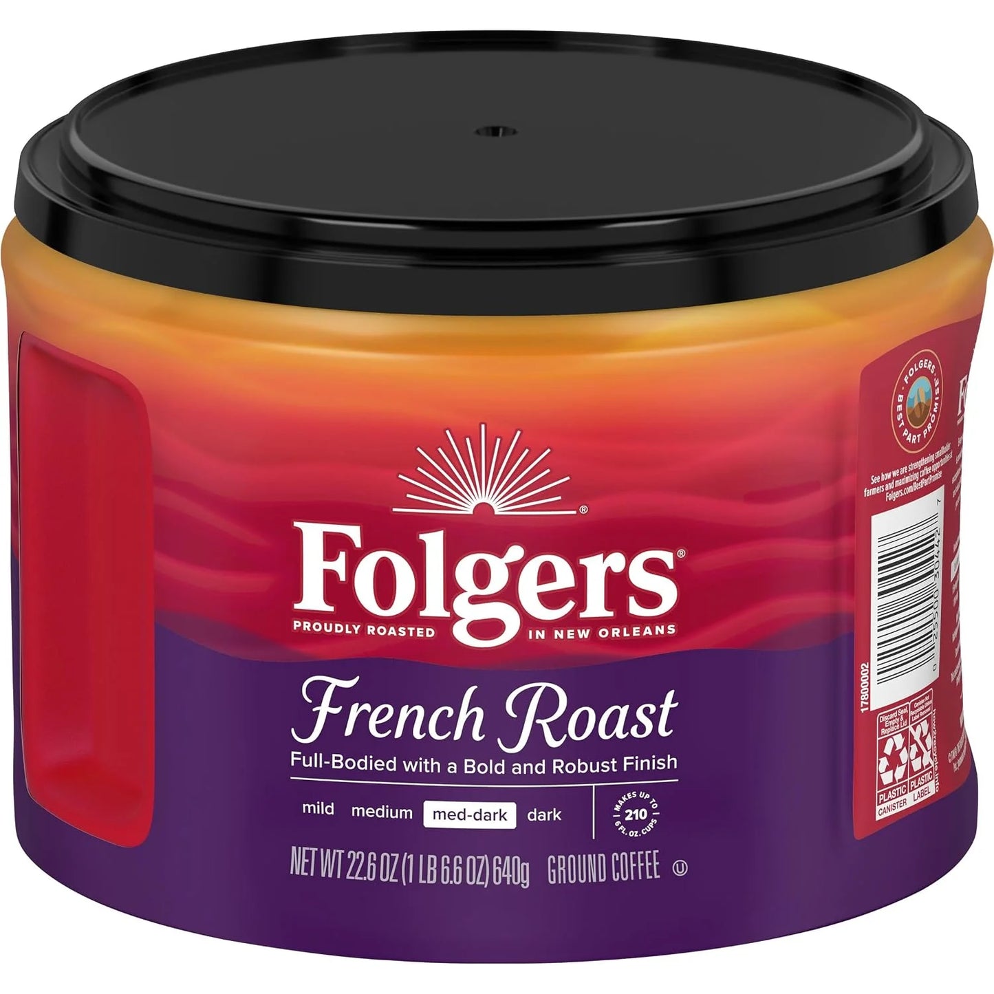 Folgers French Roast Ground Coffee, Medium-Dark, 6 (22.6 Oz.) Canisters