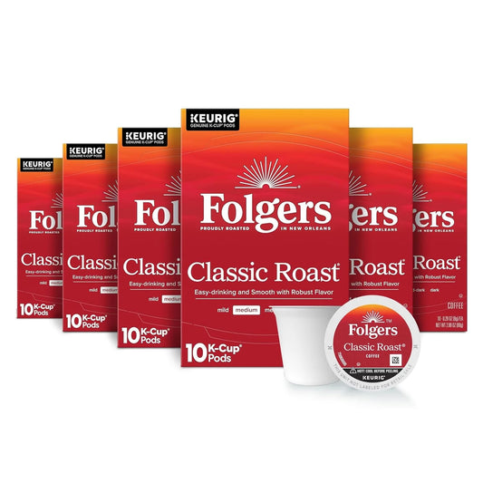 Folgers Classic Roast Coffee, Medium Roast, Keurig K-Cup Pods, 60 Count