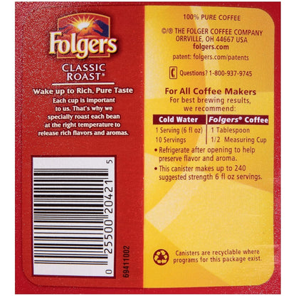 Coffee, Classic Roast, Ground, 30.5 oz Canister, 6/Carton