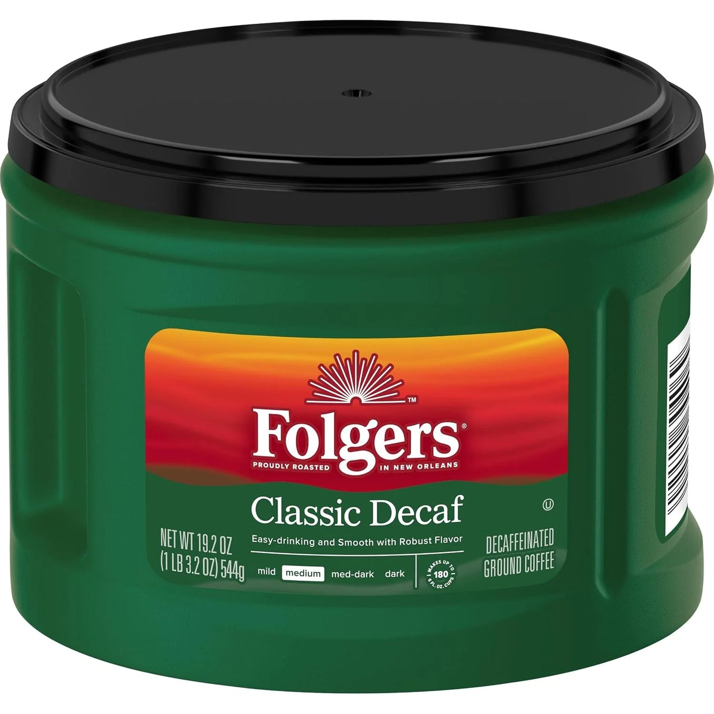 Folgers Classic Roast Decaf Ground Coffee, 19.2 Ounce Canister (Pack of 6)
