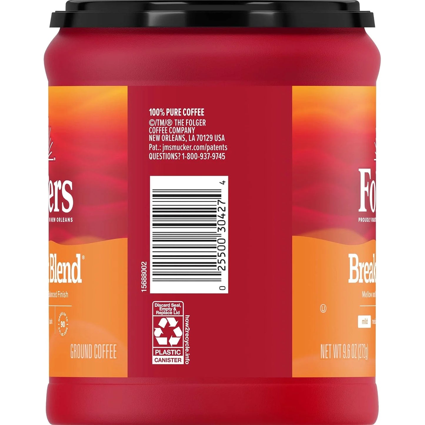 Folgers Breakfast Blend Ground Coffee, Smooth & Mild Coffee, 9.6 Ounce Canister