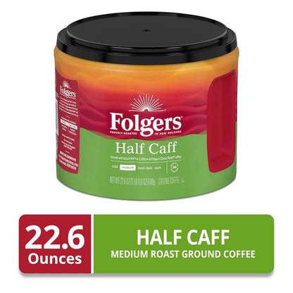 Folgers Half Caff Medium Roast Coffee, 22.6 Oz. Canister