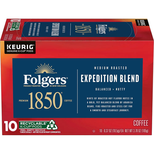 Folgers 1850 Expedition Blend Coffee, Keurig K-Cup Pods, 10 Count