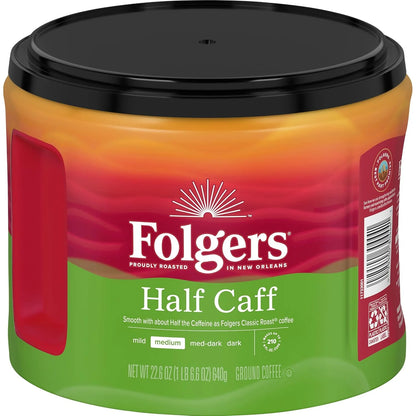 Folgers Half Caff Medium Roast Coffee, 22.6 Oz. Canister