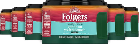 Folgers Simply Smooth Decaf Ground Coffee, 23 Oz. Canister (Pack of 6)