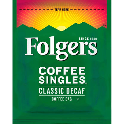Folgers Coffee Singles Classic Decaf Medium Roast Coffee, 19 Single Serve Coffee Bags
