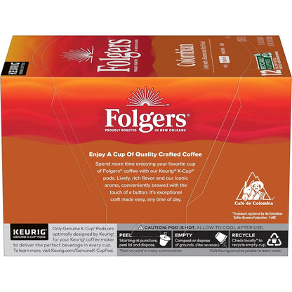 Folgers Colombian Coffee, Medium Roast, Keurig K-Cup Pods, 12 count Box