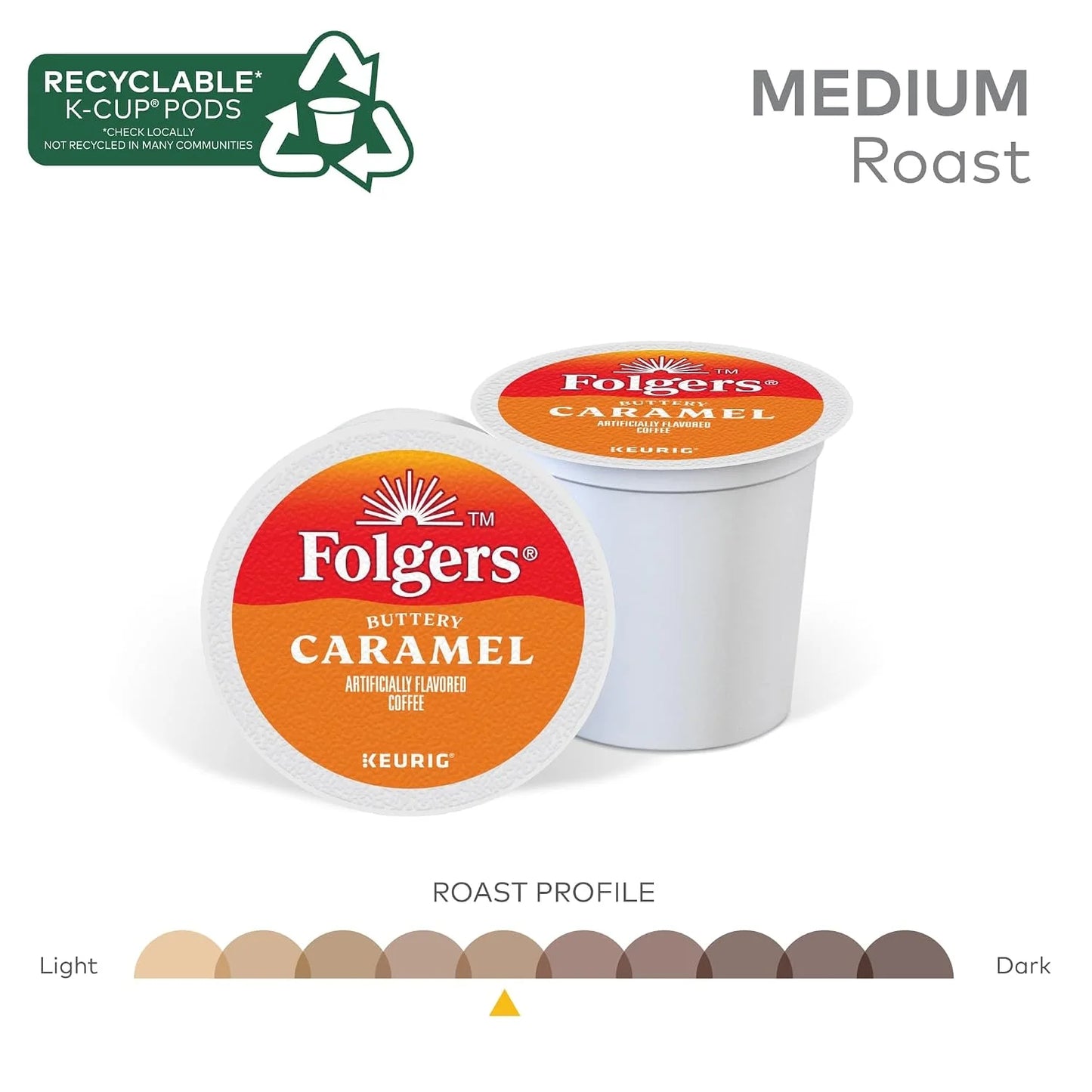 Folgers Keurig Single Serve K-Cup Pods, Buttery Caramel, Carton Of 24