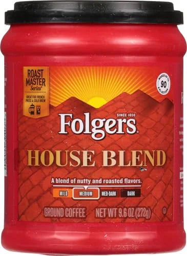 Folgers House Blend Ground Coffee, Medium Roast, 9.6 Ounce