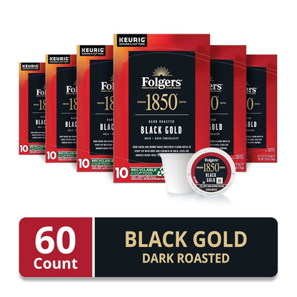 Folgers 1850 Black Gold Coffee, Keurig K-Cup Pods, 60 Count