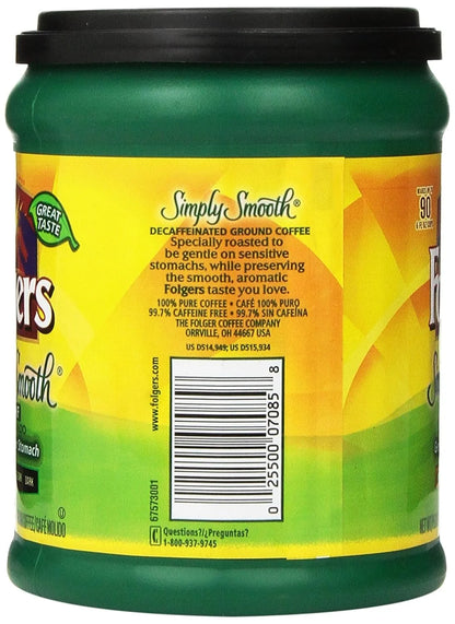 Folgers Simply Smooth Decaf Ground Coffee, Mild Roast, 11.5 Ounce (Packaging May Vary)