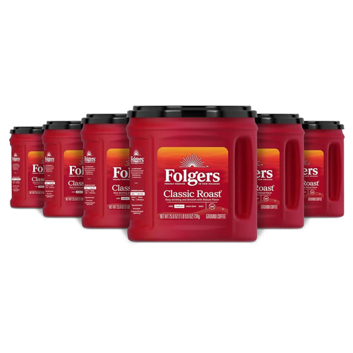 Folgers Classic Roast Ground Coffee, Medium Roast, 6 (25.9-Oz.) Canisters