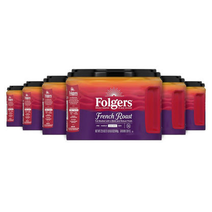Folgers French Roast Ground Coffee, Medium-Dark, 6 (22.6 Oz.) Canisters