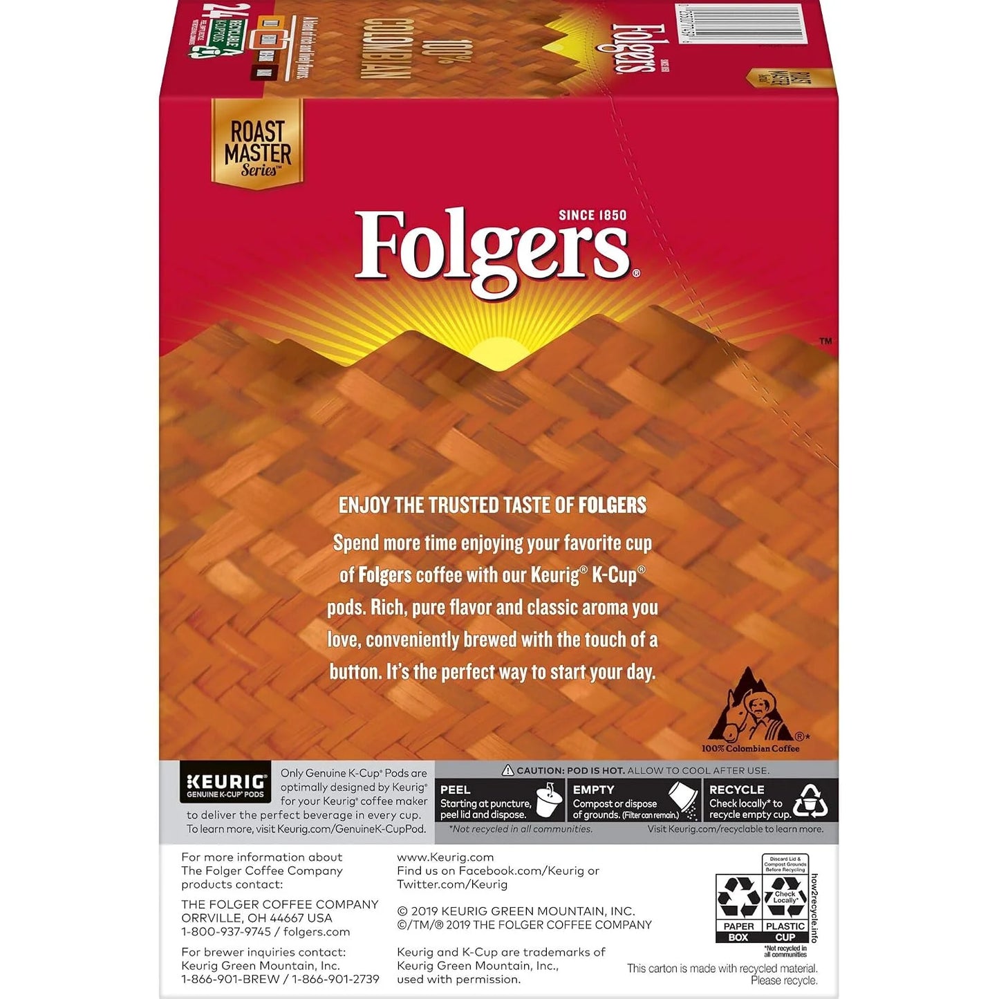 Folgers 100% Colombian Medium Roast Coffee, 24 Keurig K-Cup Pods