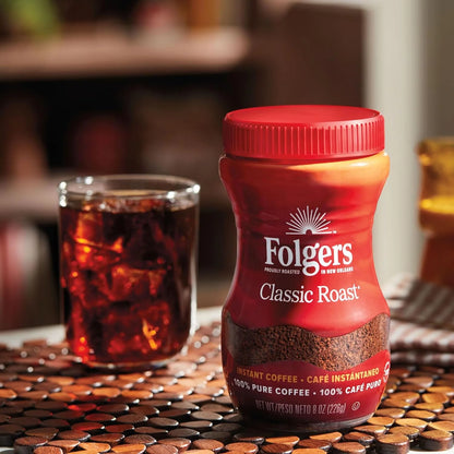 Folgers Classic Roast Instant Coffee, 12 oz Jar