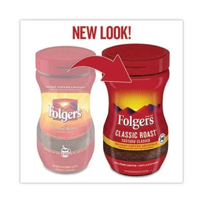 Folgers Instant Coffee Crystals, Classic Roast, 16 Ounce