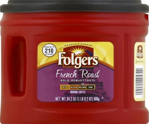 Folgers French Roast Medium Dark Roast Ground Coffee, 24.2 Ounces