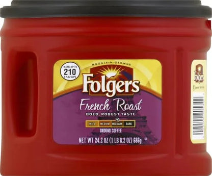 Folgers French Roast Medium Dark Roast Ground Coffee, 24.2 Ounces