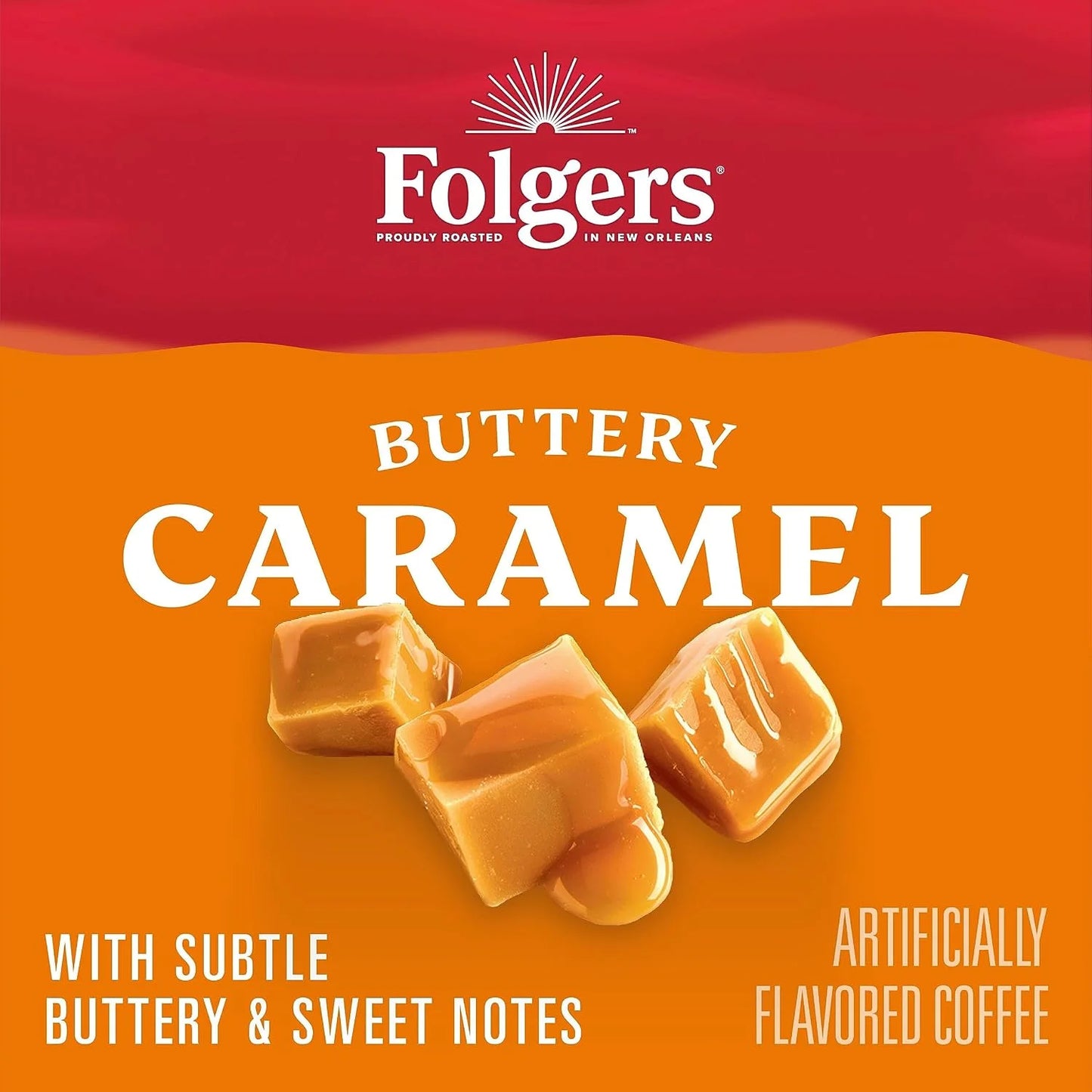 Folgers Buttery Caramel Artificially Flavored Coffee, K-Cup Pods, 60 Count