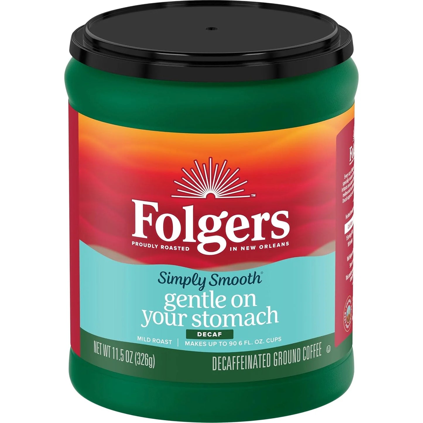 Folgers Simply Smooth Decaf Ground Coffee, 11.5 Oz. Canister