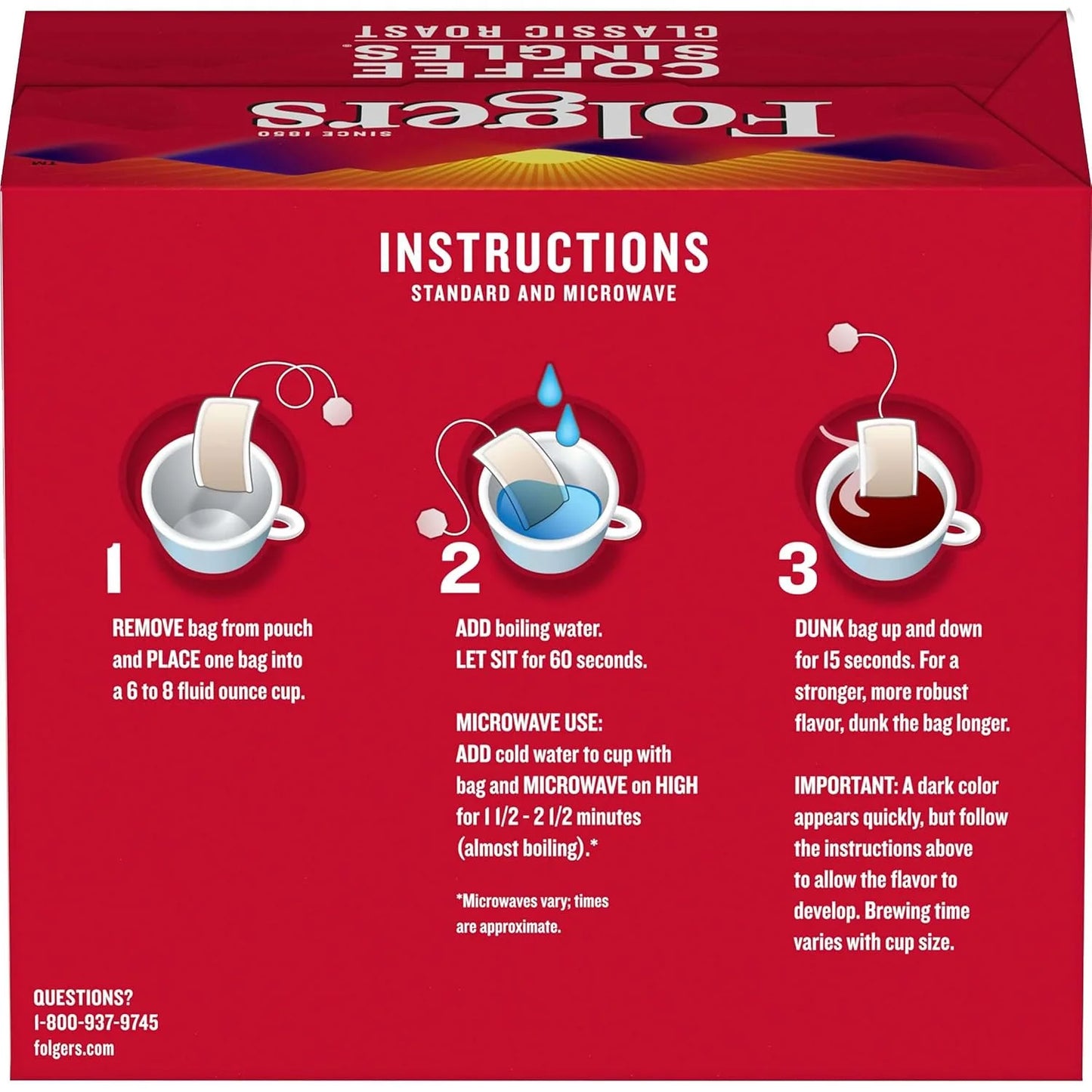 Folgers Classic Roast Coffee Singles, 19 ct