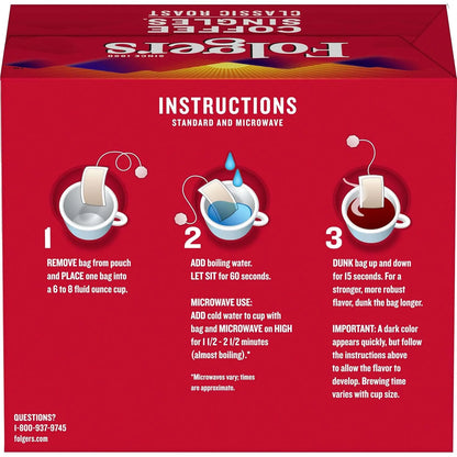 Folgers Classic Roast Coffee Singles, 19 ct