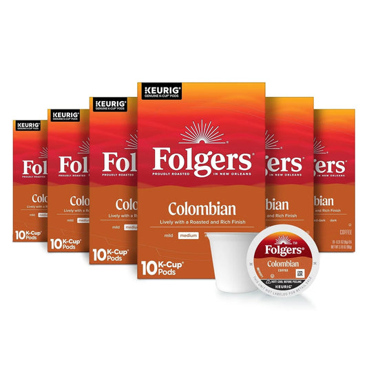 Folgers Colombian Coffee, Medium Roast, Keurig K-Cup Pods, 60 Count
