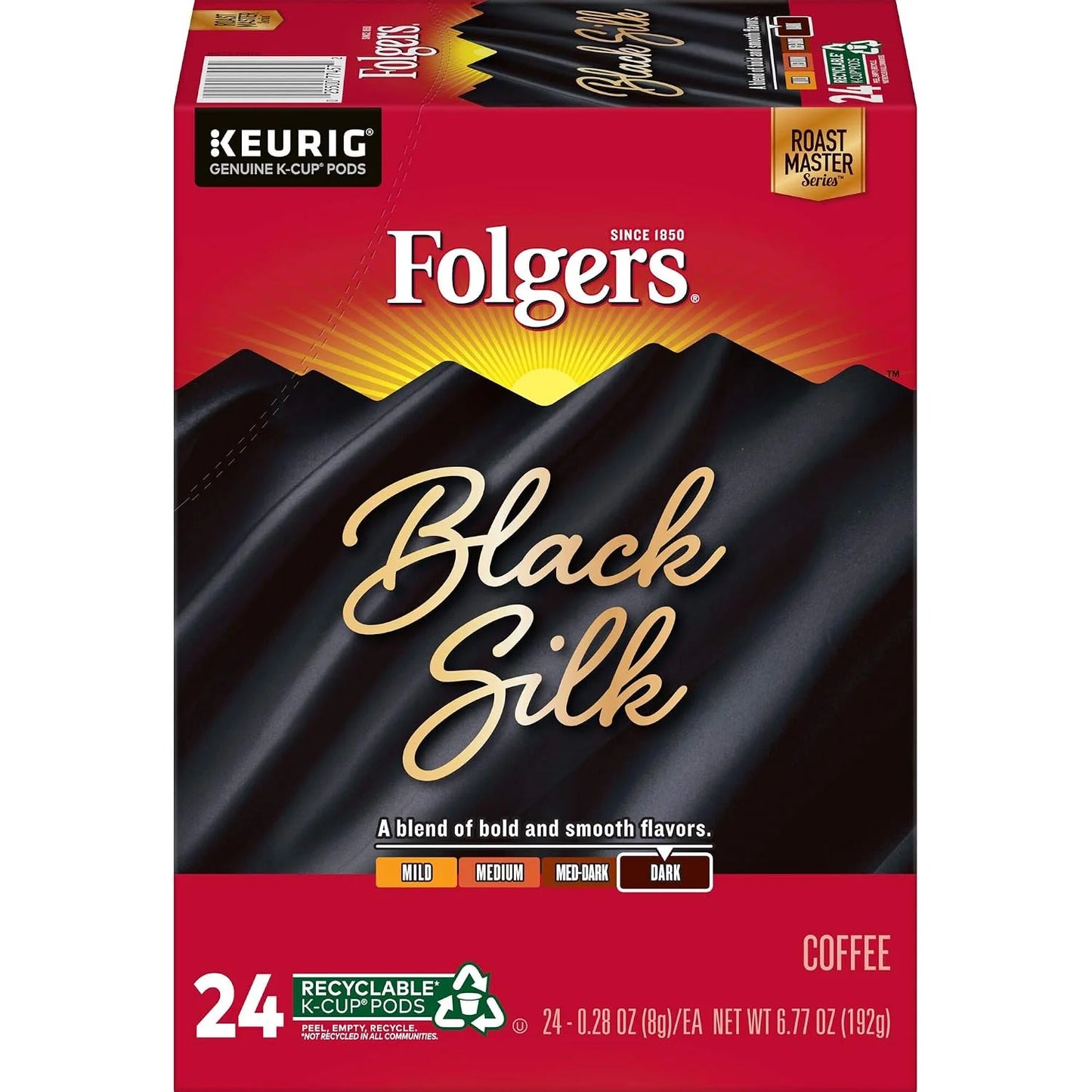 Folgers Black Silk Dark Roast Coffee, 24 K Cups for Keurig Coffee Makers