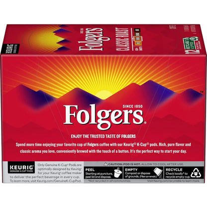 Folgers Classic Roast Medium Roast Coffee, 12 Keurig K-Cup Pods