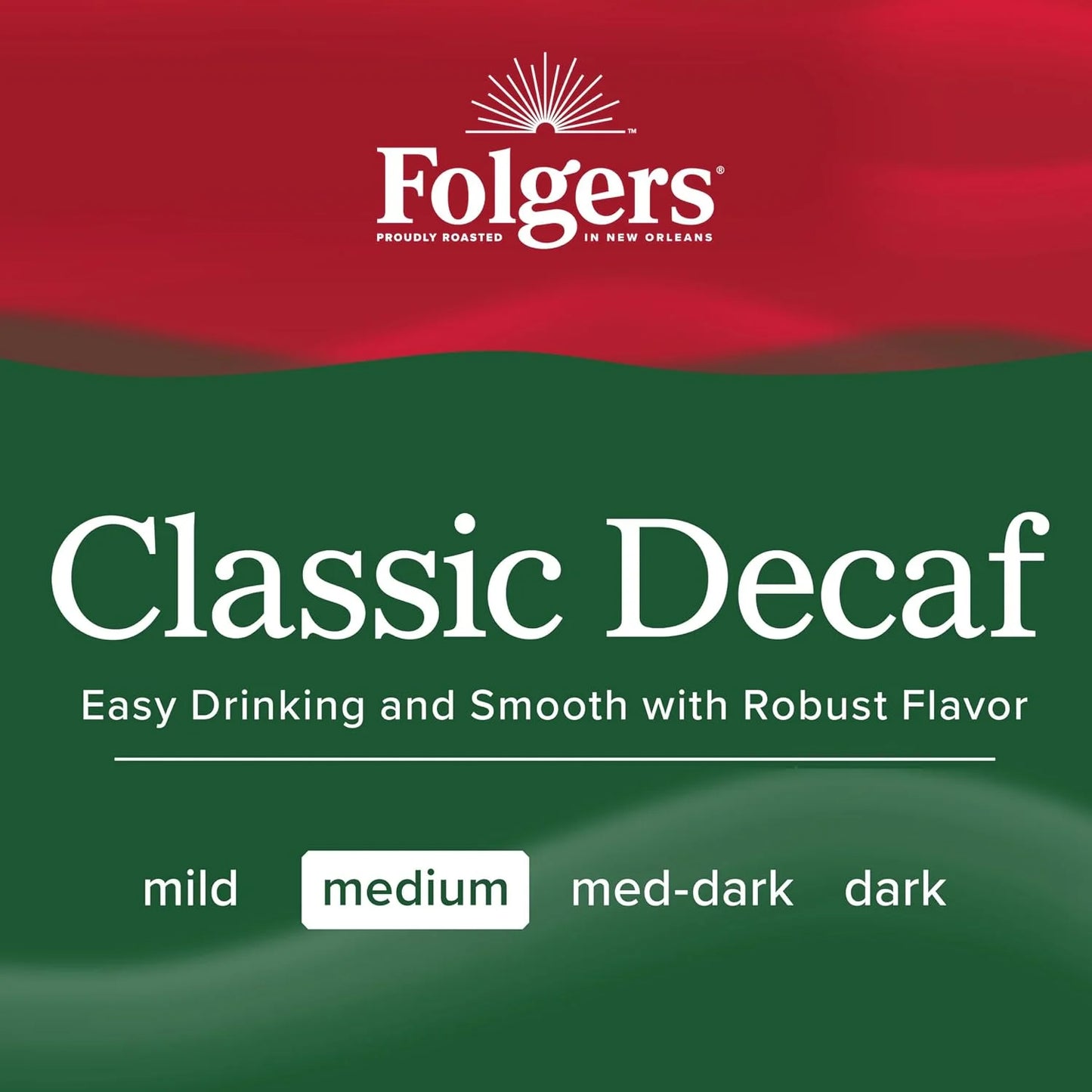 Folgers Classic Decaf Ground Coffee, Medium Roast, 6 Canisters