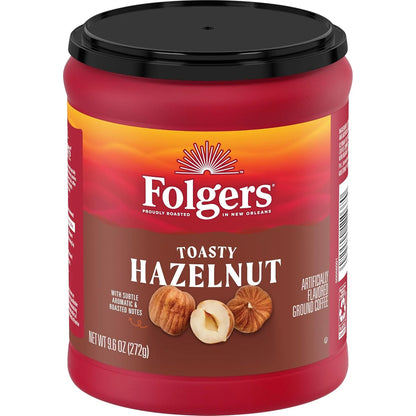 Folgers Toasty Hazelnut Artificially Flavored Ground Coffee, 6 Canisters