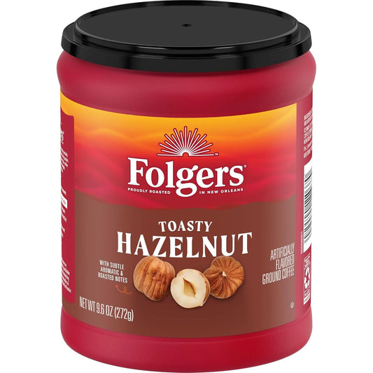 Folgers Toasty Hazelnut Artificially Flavored Ground Coffee, 6 Canisters