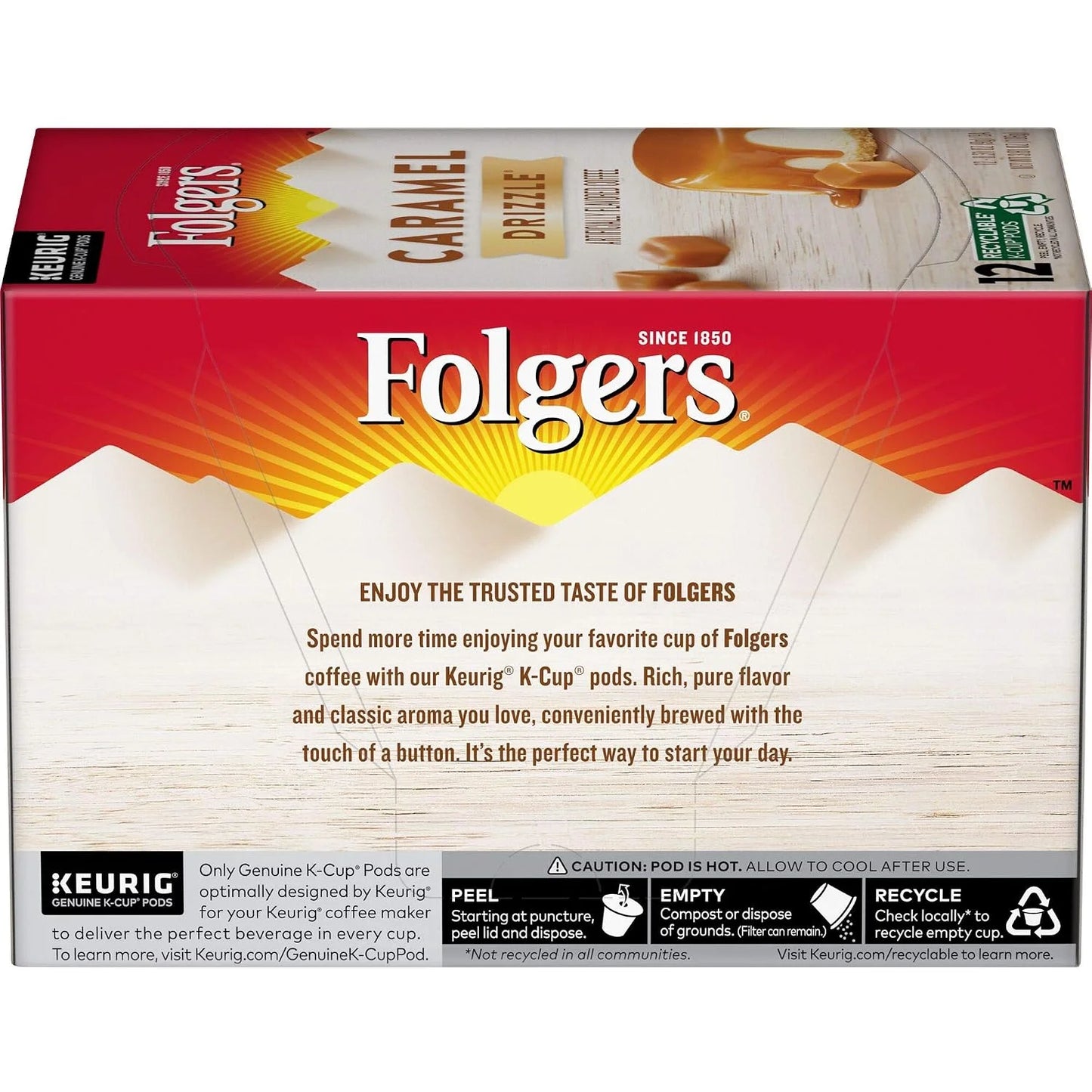 Folgers Caramel Drizzle Flavored Coffee, 12 K Cups for Keurig Coffee Makers